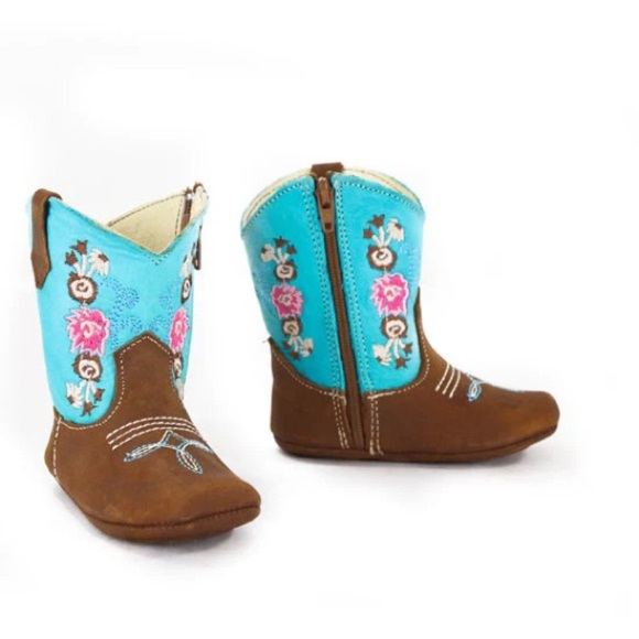 Little Cowpokes Square Toe Booties 354-TURQ-BOOTS Size 1 Baby Western Boots - Picture 6 of 9